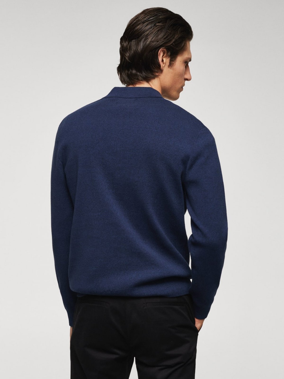 Cotton-knit polo shirt with zipper