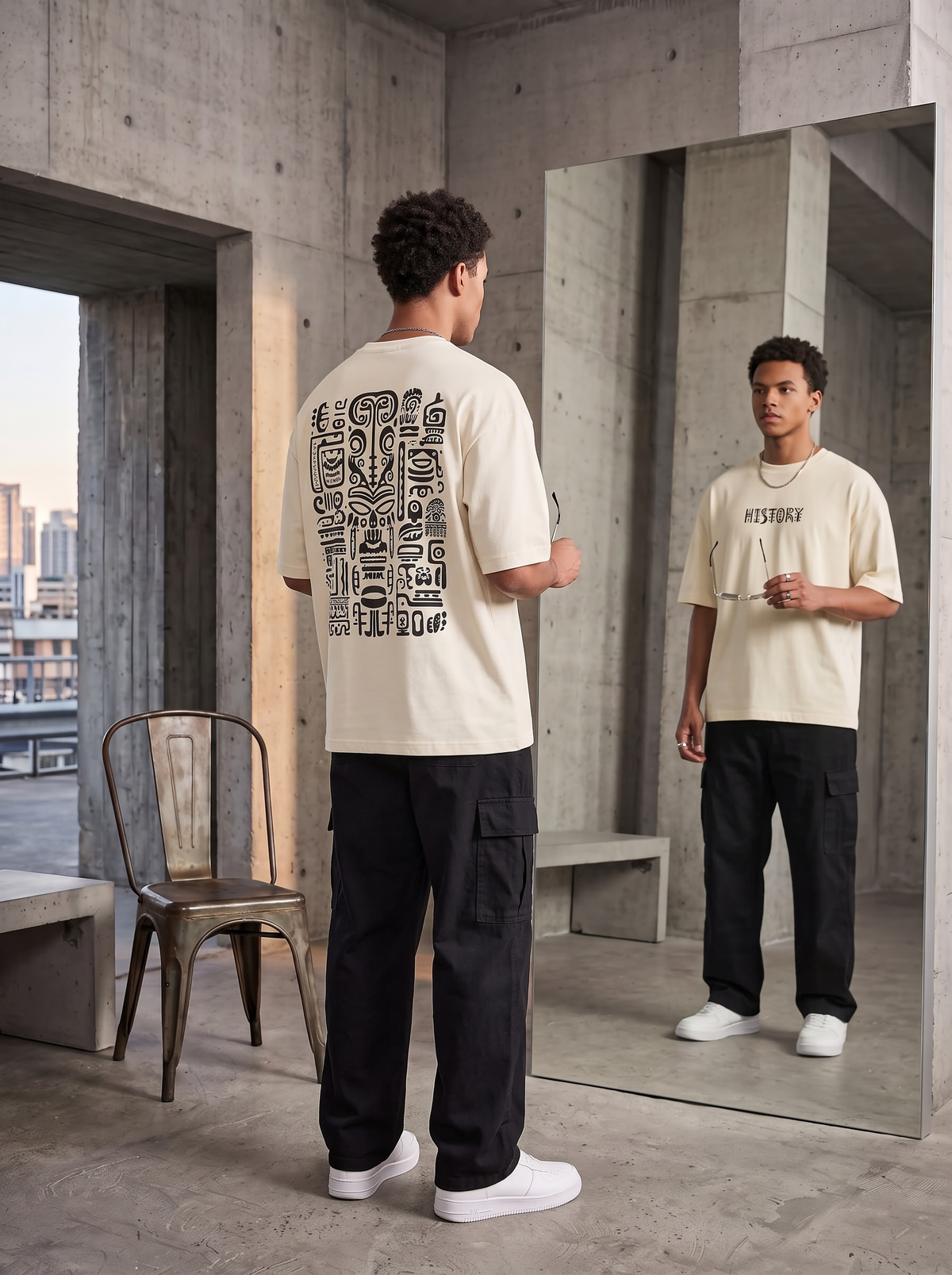 AesthoLook - Tribal Symbolic History Tee (Cream)