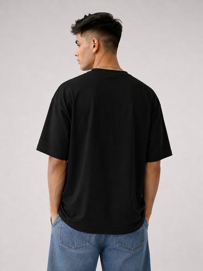 AesthoLook Plain - Drip Oversized Black Tee