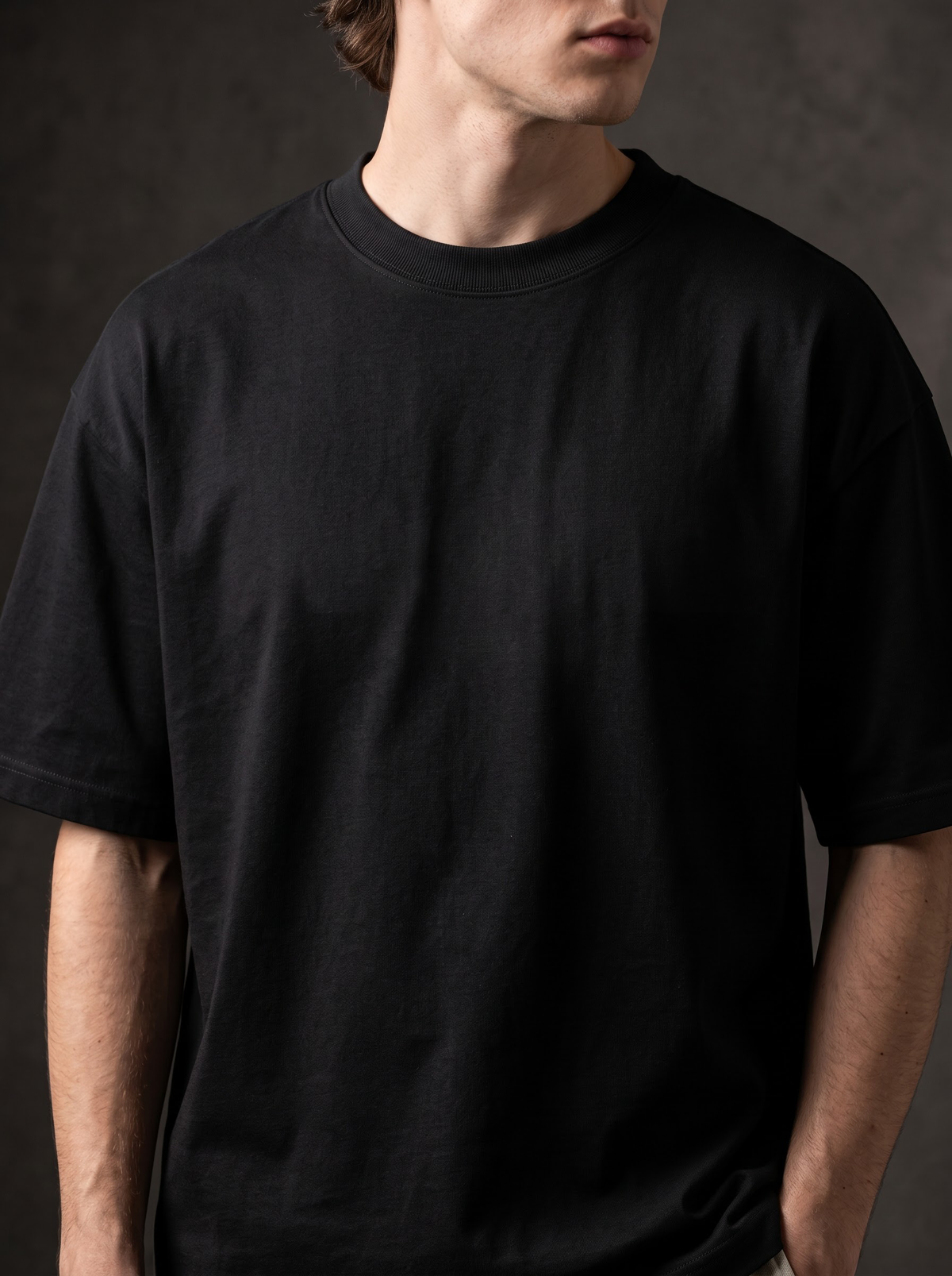 AesthoLook Plain - Drip Relaxed Fit Black Tee