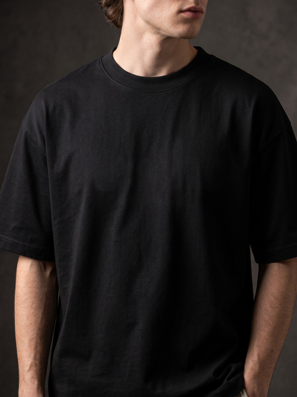 AesthoLook Plain - Drip Relaxed Fit Black Tee