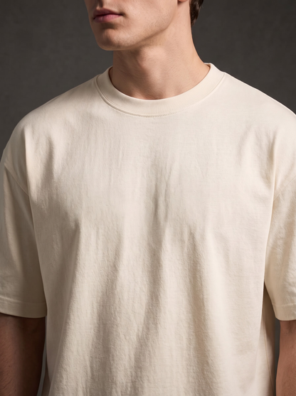 AesthoLook Plain - Drip Relaxed Fit Cream Tee