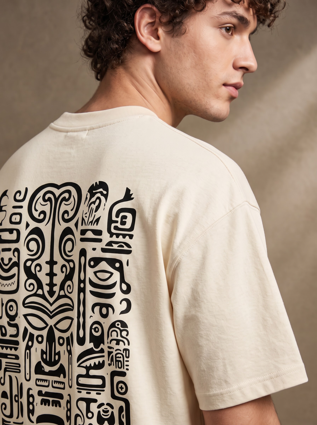 AesthoLook - Tribal Symbolic History Tee (Cream)