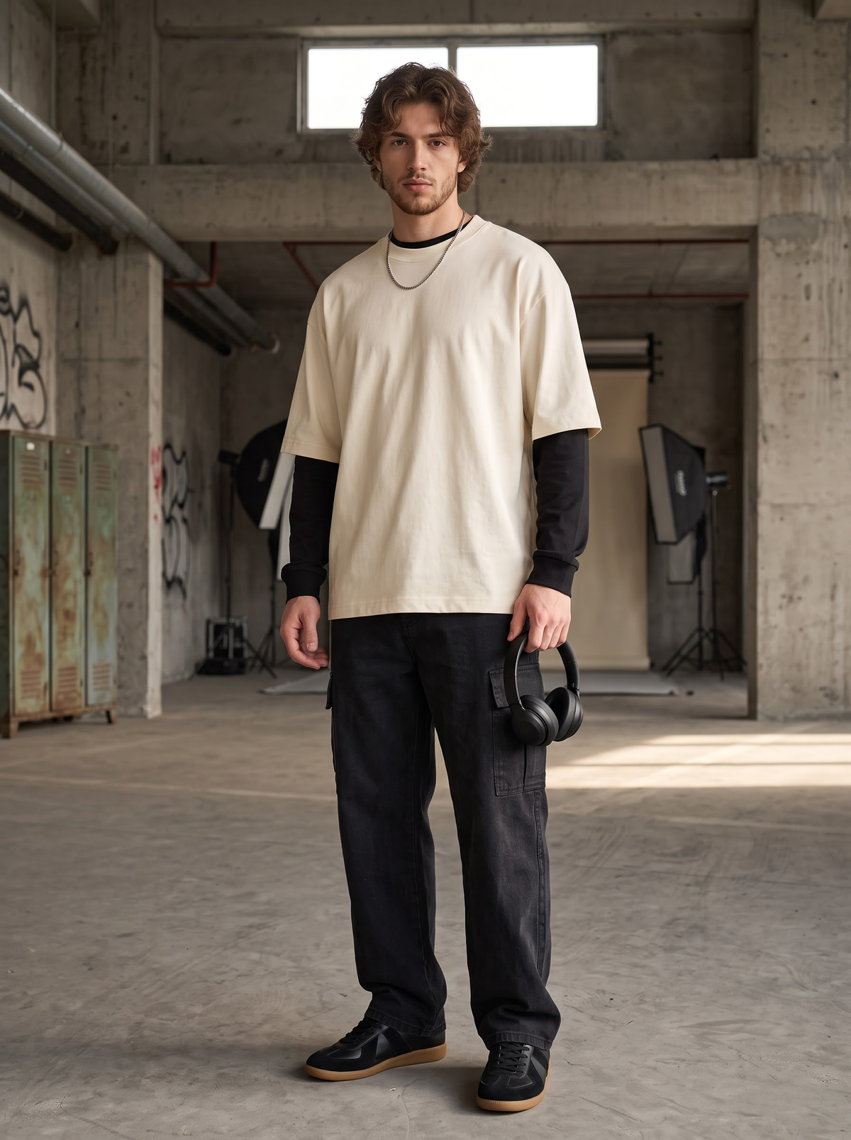 AesthoLook Plain - Drip Relaxed Fit Cream Tee