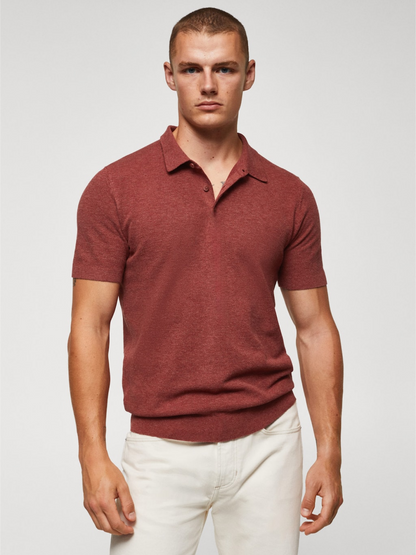 Structured knit cotton polo