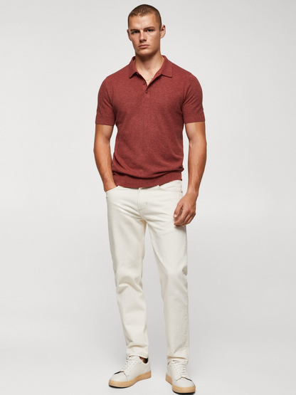 Structured knit cotton polo
