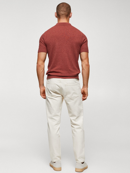 Structured knit cotton polo