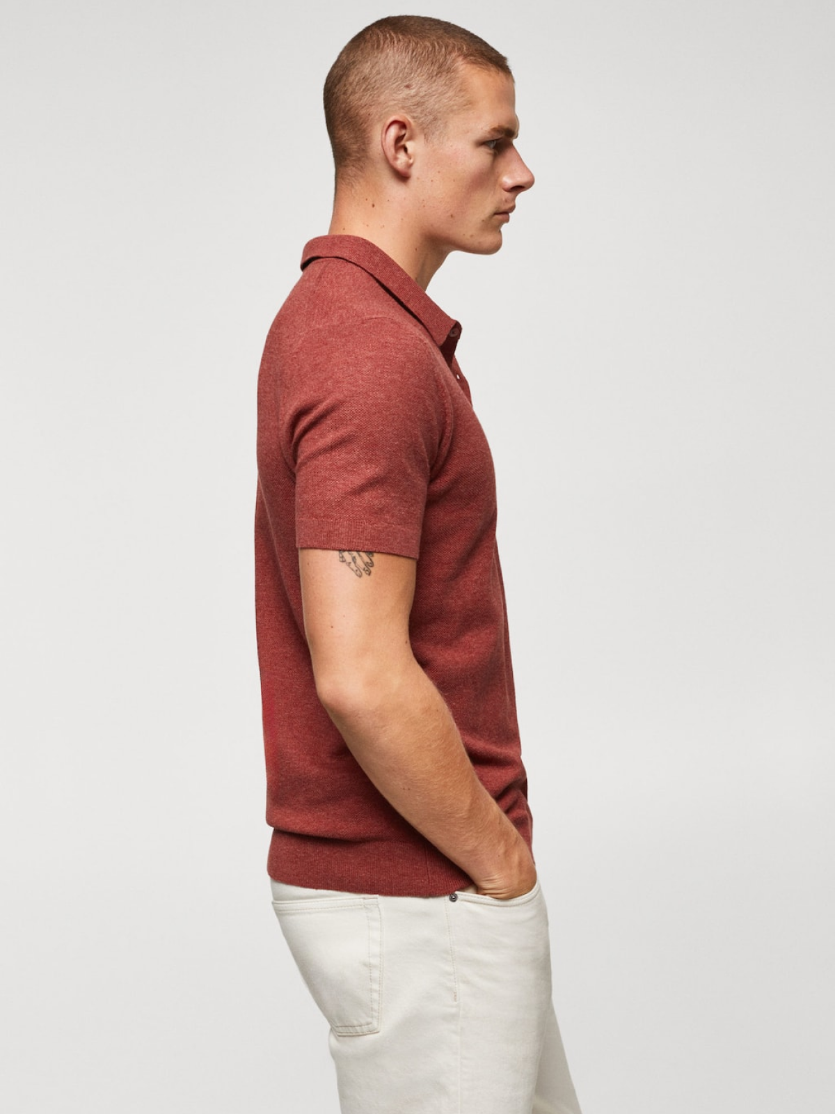 Structured knit cotton polo