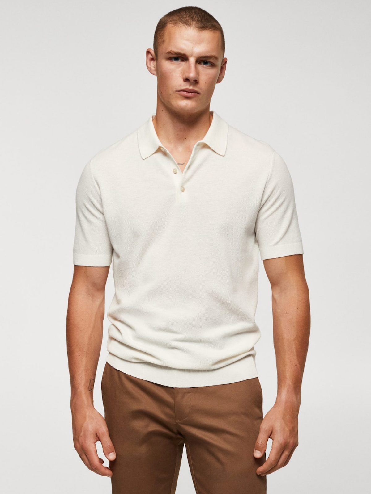 Structured knit cotton polo